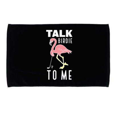 Flamingo Playing Golf Talk Birdie To Me Golfing Funny Microfiber Hand Towel