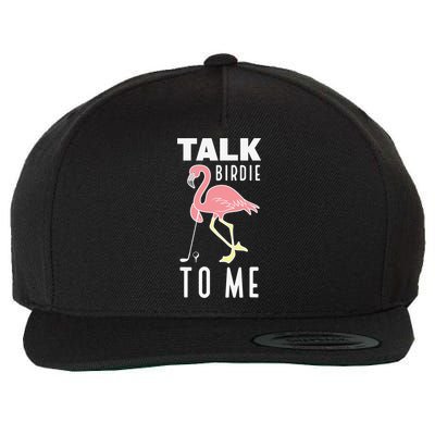 Flamingo Playing Golf Talk Birdie To Me Golfing Funny Wool Snapback Cap