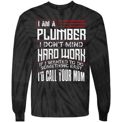 Funny Plumber Gift For Men Plumbing Dad Fathers Day Tie-Dye Long Sleeve Shirt