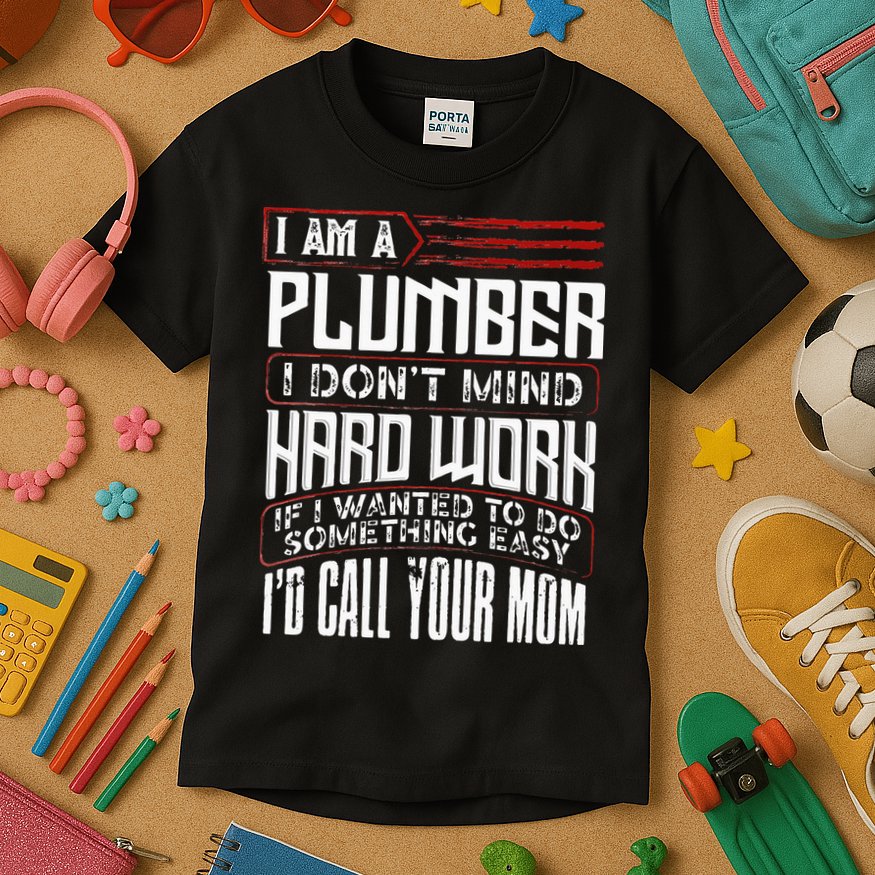 Funny Plumber Gift For Men Plumbing Dad Fathers Day Kids T-Shirt