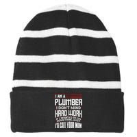 Funny Plumber Gift For Plumbing Dad FatherS Day Striped Beanie with Solid Band