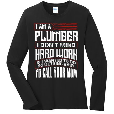 Funny Plumber Gift For Plumbing Dad FatherS Day Ladies Long Sleeve Shirt