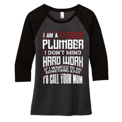 Funny Plumber Gift For Plumbing Dad FatherS Day Women's Tri-Blend 3/4-Sleeve Raglan Shirt