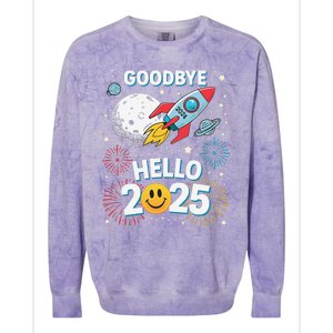 Family Pajamas Goodbye 2024 Hello 2025 Fly Happy New Year Colorblast Crewneck Sweatshirt