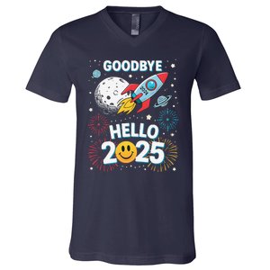 Family Pajamas Goodbye 2024 Hello 2025 Fly Happy New Year V-Neck T-Shirt