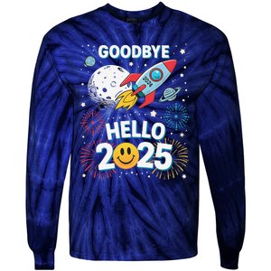 Family Pajamas Goodbye 2024 Hello 2025 Fly Happy New Year Tie-Dye Long Sleeve Shirt