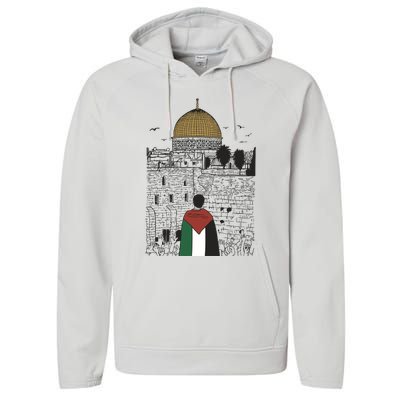 Free Palestine Gaza Palestine Support Performance Fleece Hoodie