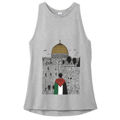 Free Palestine Gaza Palestine Support Ladies PosiCharge Tri-Blend Wicking Tank