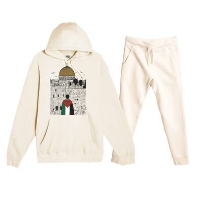 Free Palestine Gaza Palestine Support Premium Hooded Sweatsuit Set