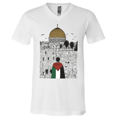 Free Palestine Gaza Palestine Support V-Neck T-Shirt