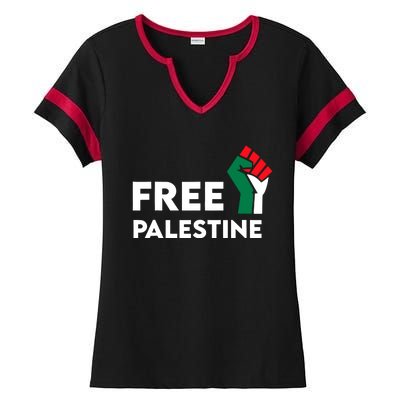 Free Palestine Gaza Flag Freedom For Palestinians Ladies Halftime Notch Neck Tee