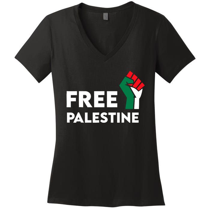 Free Palestine Gaza Flag Freedom For Palestinians Women's V-Neck T-Shirt