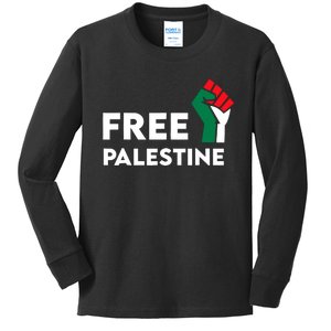 Free Palestine Gaza Flag Freedom For Palestinians Kids Long Sleeve Shirt