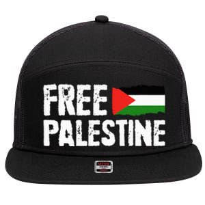 Free Palestine Gaza Flag Arabic Freedom for Palestinians 7 Panel Mesh Trucker Snapback Hat