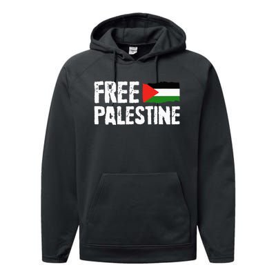 Free Palestine Gaza Flag Arabic Freedom for Palestinians Performance Fleece Hoodie