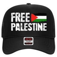 Free Palestine Gaza Flag Arabic Freedom for Palestinians High Crown Mesh Back Trucker Hat