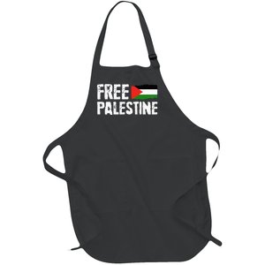 Free Palestine Gaza Flag Arabic Freedom for Palestinians Full-Length Apron With Pockets