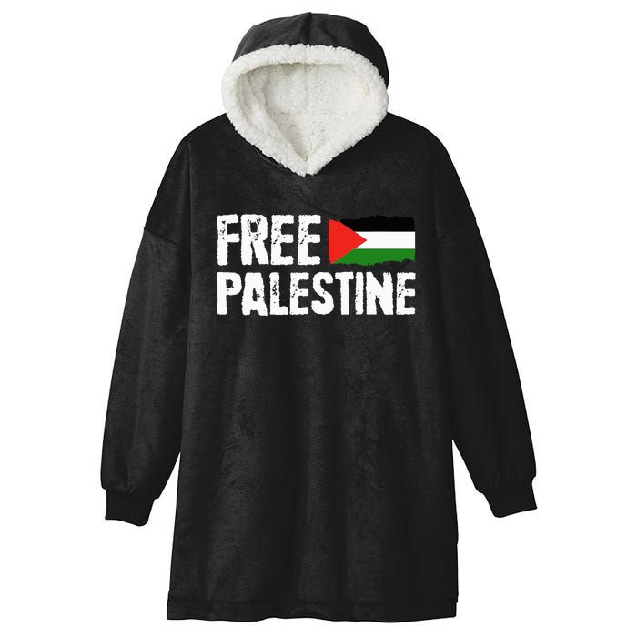 Free Palestine Gaza Flag Arabic Freedom for Palestinians Hooded Wearable Blanket