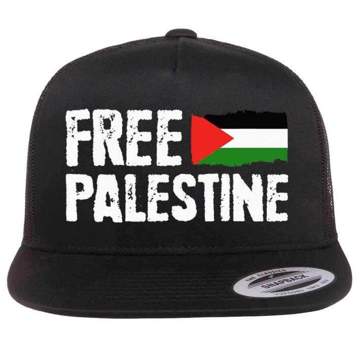 Free Palestine Gaza Flag Arabic Freedom for Palestinians Flat Bill Trucker Hat