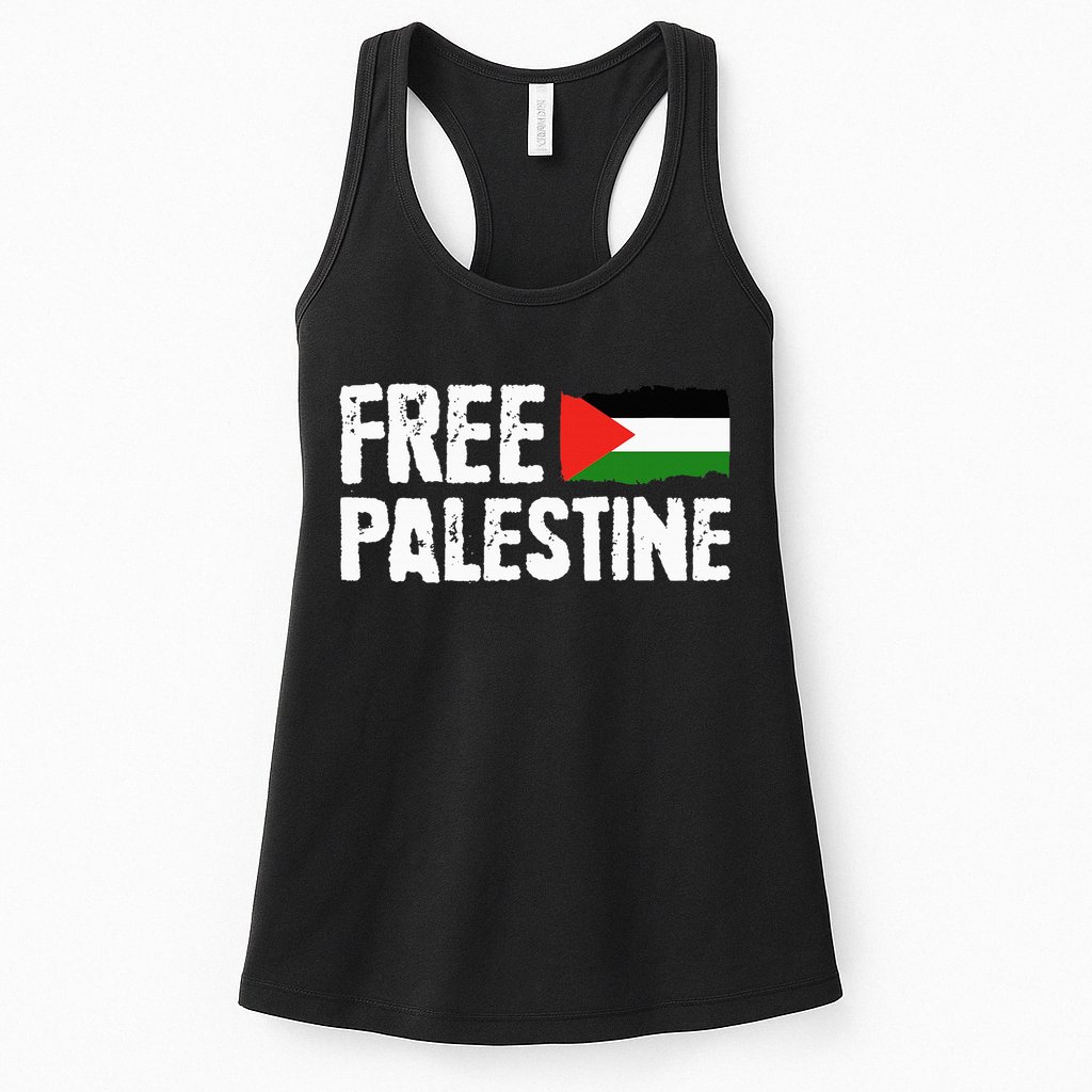 Free Palestine Gaza Flag Arabic Freedom for Palestinians Womens Tank Top