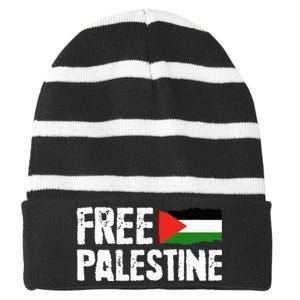 Free Palestine Gaza Flag Arabic Freedom for Palestinians Striped Beanie with Solid Band