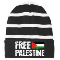 Free Palestine Gaza Flag Arabic Freedom for Palestinians Striped Beanie with Solid Band