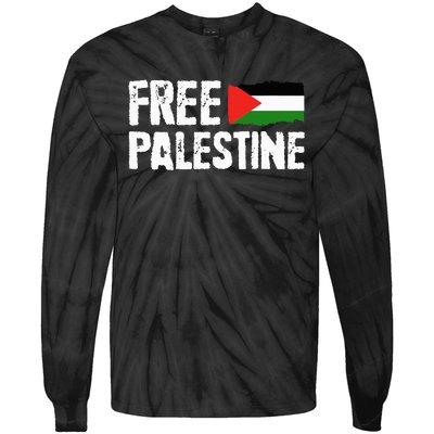 Free Palestine Gaza Flag Arabic Freedom for Palestinians Tie-Dye Long Sleeve Shirt