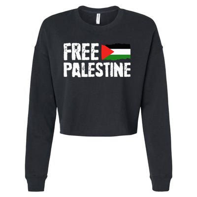 Free Palestine Gaza Flag Arabic Freedom for Palestinians Cropped Pullover Crew