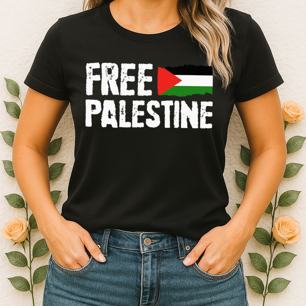Free Palestine Gaza Flag Arabic Freedom for Palestinians Womens T-Shirt