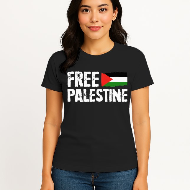 Free Palestine Gaza Flag Arabic Freedom for Palestinians Womens T-Shirt