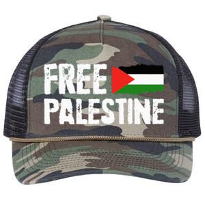 Free Palestine Gaza Flag Arabic Freedom for Palestinians Retro Rope Trucker Hat Cap