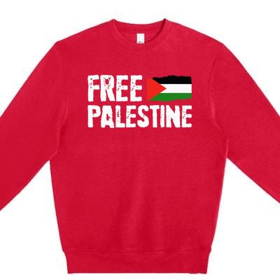 Free Palestine Gaza Flag Arabic Freedom for Palestinians Premium Crewneck Sweatshirt