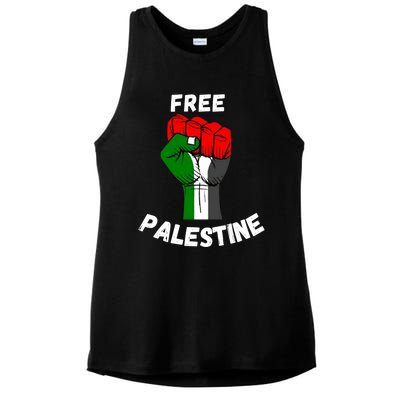 Free Palestine Gaza Arabic Flag Gift Ladies PosiCharge Tri-Blend Wicking Tank