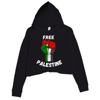 Free Palestine Gaza Arabic Flag Gift Crop Fleece Hoodie