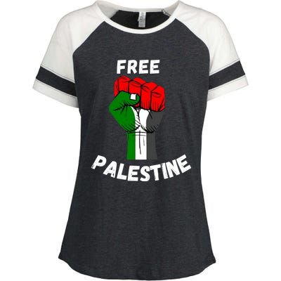 Free Palestine Gaza Arabic Flag Gift Enza Ladies Jersey Colorblock Tee