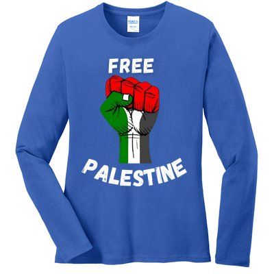 Free Palestine Gaza Arabic Flag Gift Ladies Long Sleeve Shirt