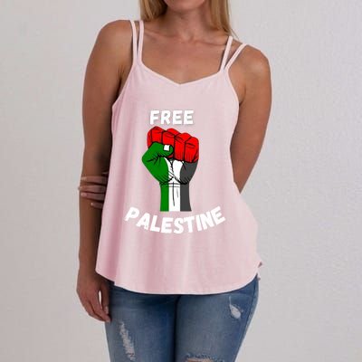 Free Palestine Gaza Arabic Flag Gift Women's Strappy Tank