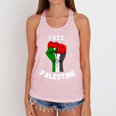 Free Palestine Gaza Arabic Flag Gift Women's Knotted Racerback Tank