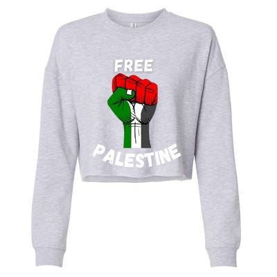 Free Palestine Gaza Arabic Flag Gift Cropped Pullover Crew