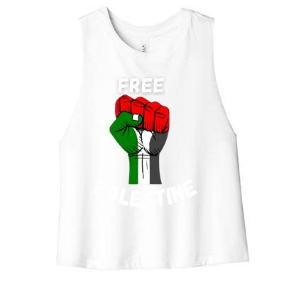 Free Palestine Gaza Arabic Flag Gift Women's Racerback Cropped Tank