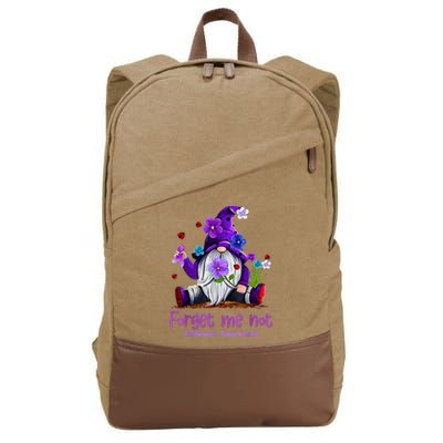 Forget Purple Gnome Me Not Purple Alzheimers Awareness Cotton Canvas Backpack