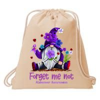 Forget Purple Gnome Me Not Purple Alzheimers Awareness Drawstring Bag