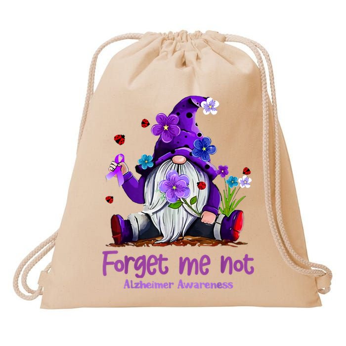 Forget Purple Gnome Me Not Purple Alzheimers Awareness Drawstring Bag
