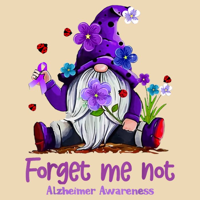 Forget Purple Gnome Me Not Purple Alzheimers Awareness Drawstring Bag