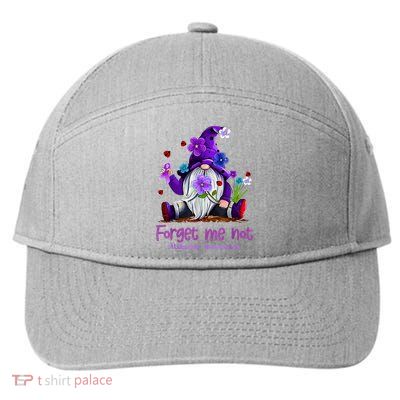 Forget Purple Gnome Me Not Purple Alzheimers Awareness 7-Panel Snapback Hat