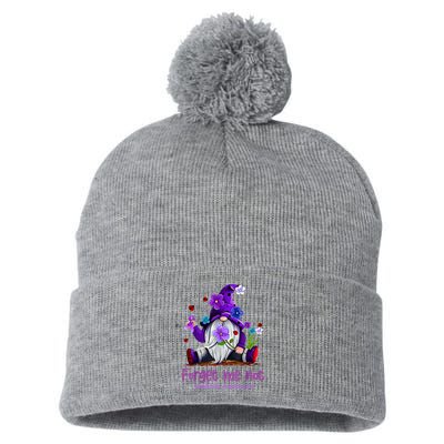 Forget Purple Gnome Me Not Purple Alzheimers Awareness Pom Pom 12in Knit Beanie