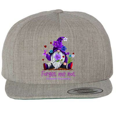 Forget Purple Gnome Me Not Purple Alzheimers Awareness Wool Snapback Cap