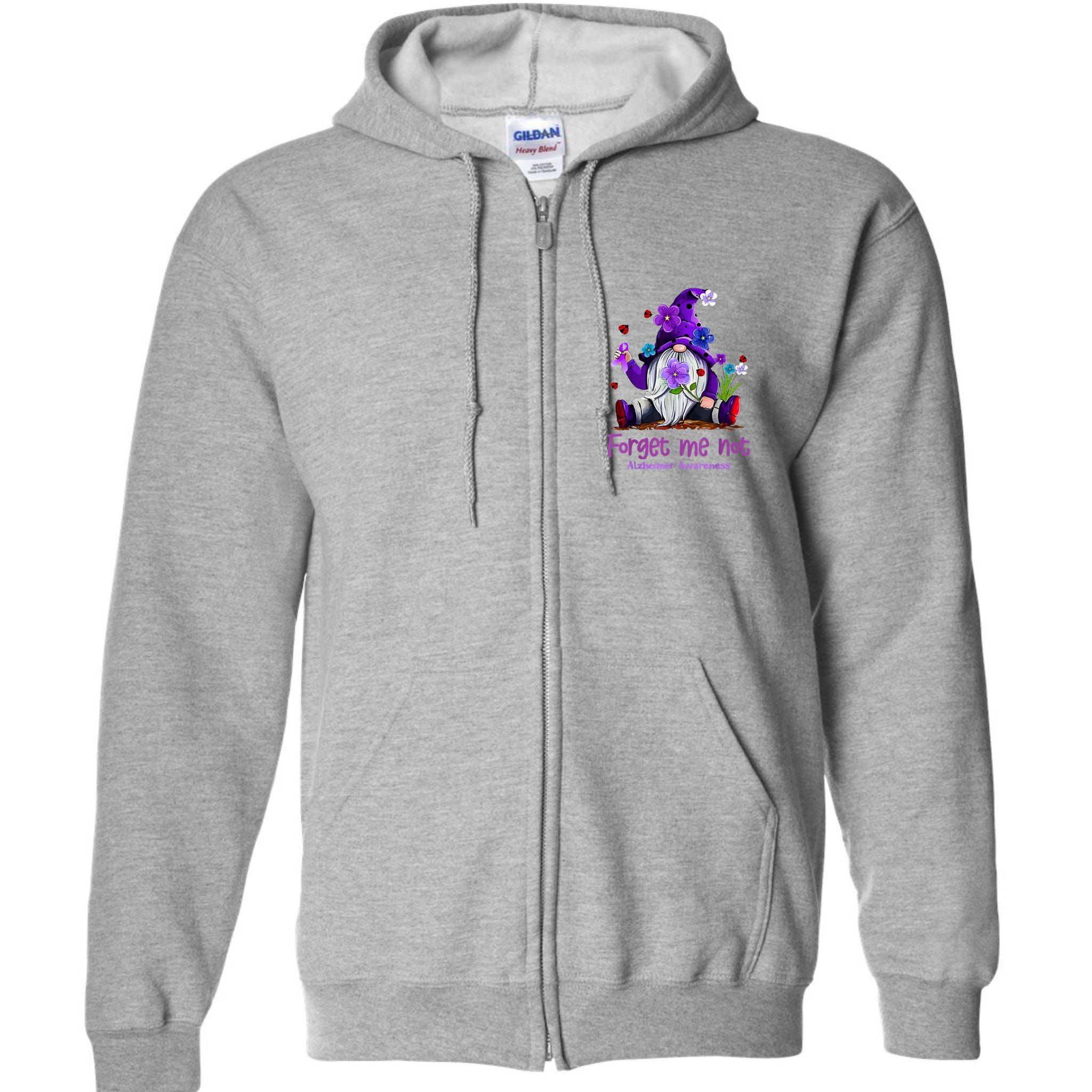 Forget Purple Gnome Me Not Purple Alzheimers Awareness Full Zip Hoodie