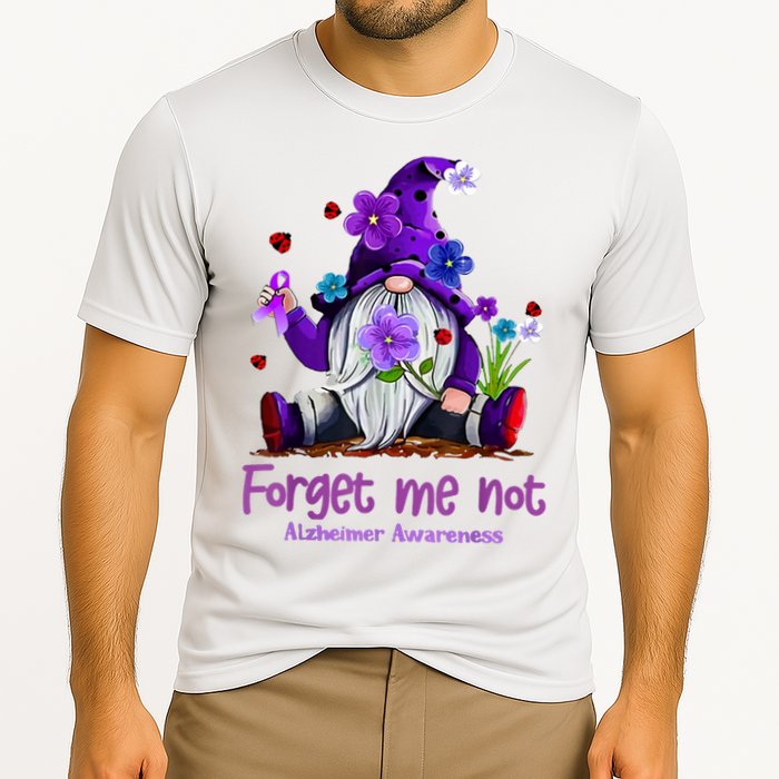 Forget Purple Gnome Me Not Purple Alzheimers Awareness Cooling Performance Crew T-Shirt