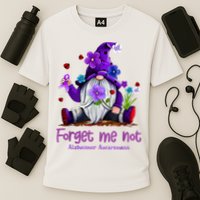 Forget Purple Gnome Me Not Purple Alzheimers Awareness Cooling Performance Crew T-Shirt